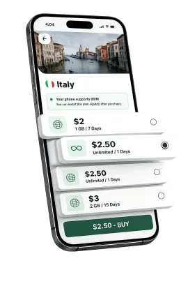 Kyro mobile app showing eSIM data usage and plan management